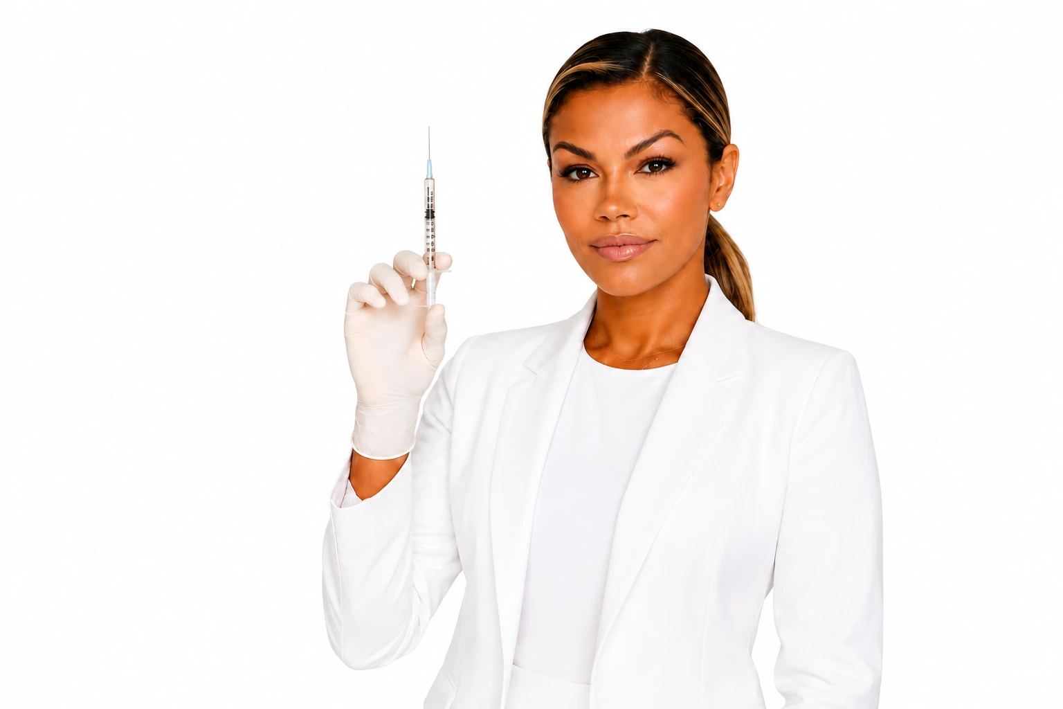 The Beauty Nurse founder in professional clinical attire